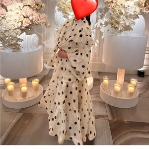 Zimmerman Polka Dot Ruffle high low skirt and puffy sleeve blouse